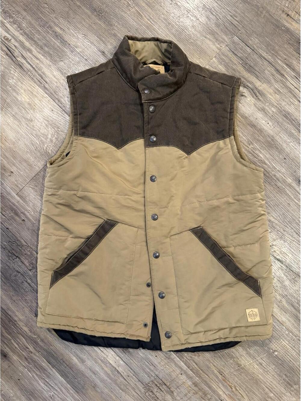 Red Head Ranch Canvas Vest Men's Sz M Metal Snaps Western Workwear Brown